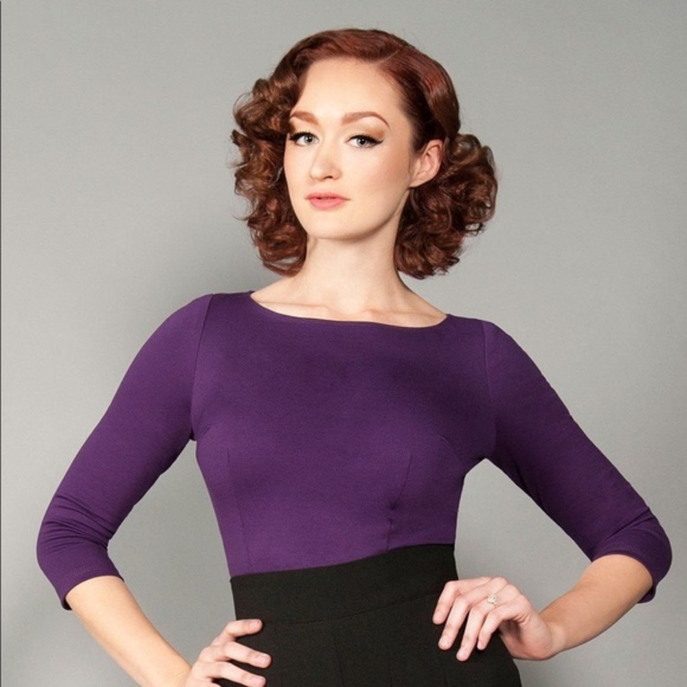Pinup Girl Clothing Sabrina Top Purple - NWT